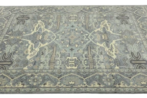 Muted Gray Floral 8X10 Transitional Oushak Oriental Rug