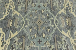 Muted Gray Floral 8X10 Transitional Oushak Oriental Rug