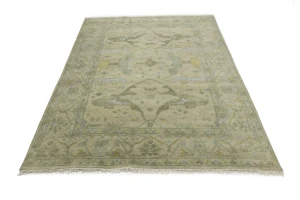 Beige Floral 8X10 Oushak Oriental Rug