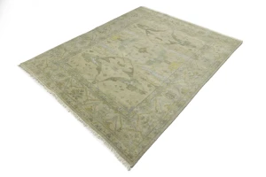 Beige Floral 8X10 Oushak Oriental Rug