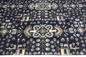 Dark Navy Floral Tribal 8X10 Oriental Rug