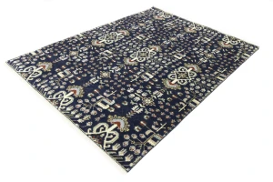 Dark Navy Floral Tribal 8X10 Oriental Rug