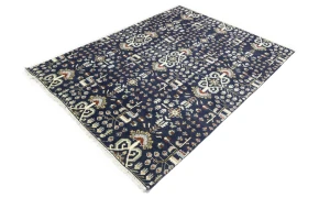 Dark Navy Floral Tribal 8X10 Oriental Rug