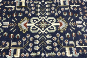Dark Navy Floral Tribal 8X10 Oriental Rug