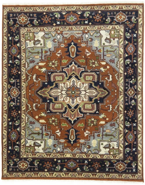 Rust Orange Floral 8X10 Heriz Serapi Oriental Rug