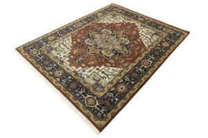 Rust Floral 8X10 Heriz Serapi Oriental Rug
