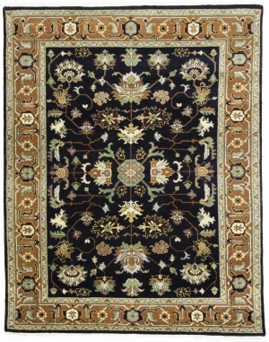 Dark Purple-navy Floral 8X10 Indo-Mahal Oriental Rug