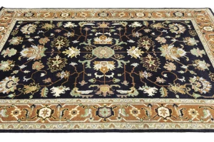 Dark Purple-navy Floral 8X10 Indo-Mahal Oriental Rug