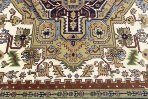 Cream Floral 8X10 Heriz Serapi Oriental Rug