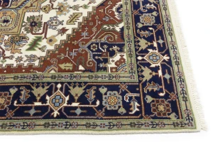 Cream Floral 8X10 Heriz Serapi Oriental Rug