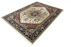 Cream Floral 8X10 Heriz Serapi Oriental Rug