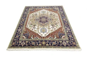 Cream Floral 8X10 Heriz Serapi Oriental Rug