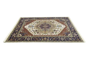 Cream Floral 8X10 Heriz Serapi Oriental Rug