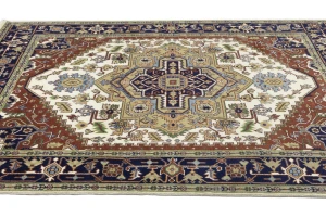 Cream Floral 8X10 Heriz Serapi Oriental Rug