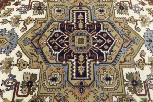 Cream Floral 8X10 Heriz Serapi Oriental Rug