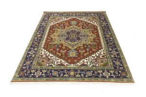Rusty Red Geometric 8X10 Heriz Serapi Oriental Rug
