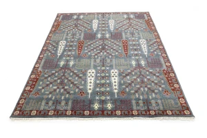 Gray Floral 8X10 Tree of Life Chobi Oriental Rug