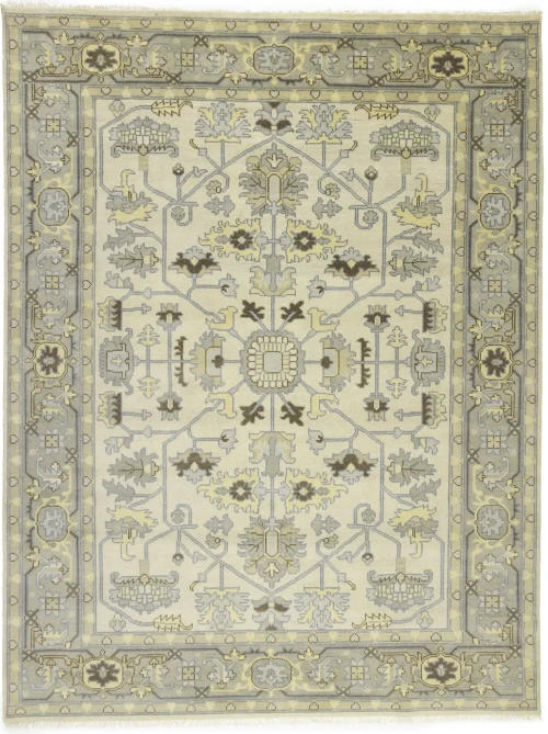 Cream Floral 9X12 Oushak Chobi Oriental Rug