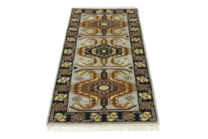Light Gray Geometric 3X6 Heriz Serapi Oriental Rug