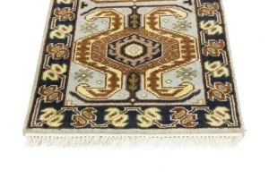 Light Gray Geometric 3X6 Heriz Serapi Oriental Rug