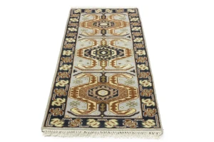 Light Gray Geometric 3X6 Heriz Serapi Oriental Rug
