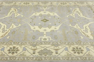 Pastel Gray Floral 10X14 Oushak Oriental Rug