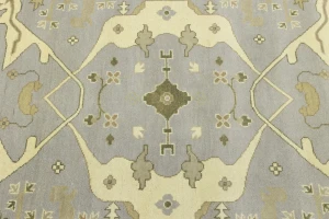 Pastel Gray Floral 10X14 Oushak Oriental Rug