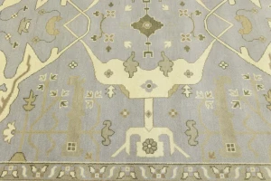 Pastel Gray Floral 10X14 Oushak Oriental Rug