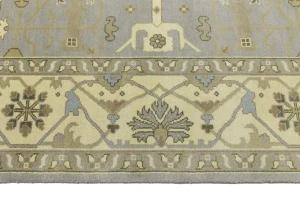 Pastel Gray Floral 10X14 Oushak Oriental Rug