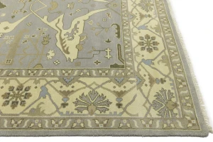 Pastel Gray Floral 10X14 Oushak Oriental Rug