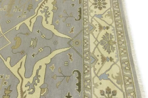 Pastel Gray Floral 10X14 Oushak Oriental Rug