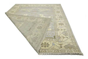 Pastel Gray Floral 10X14 Oushak Oriental Rug