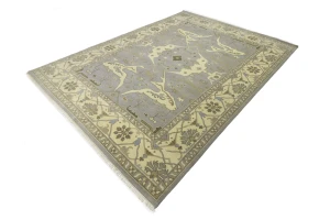 Pastel Gray Floral 10X14 Oushak Oriental Rug