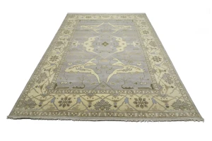 Pastel Gray Floral 10X14 Oushak Oriental Rug