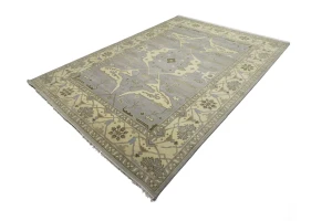 Pastel Gray Floral 10X14 Oushak Oriental Rug