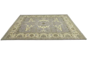 Pastel Gray Floral 10X14 Oushak Oriental Rug