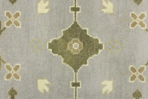 Pastel Gray Floral 10X14 Oushak Oriental Rug