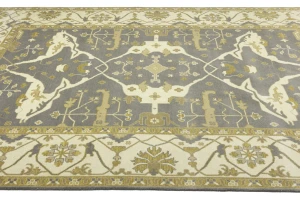 Taupe Floral 10X14 Oushak Oriental Rug