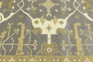 Taupe Floral 10X14 Oushak Oriental Rug