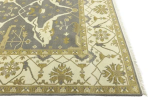 Taupe Floral 10X14 Oushak Oriental Rug