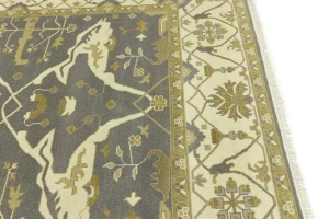 Taupe Floral 10X14 Oushak Oriental Rug