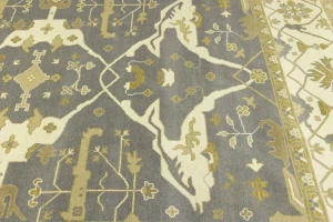 Taupe Floral 10X14 Oushak Oriental Rug