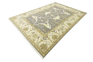 Taupe Floral 10X14 Oushak Oriental Rug