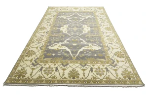Taupe Floral 10X14 Oushak Oriental Rug