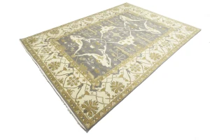 Taupe Floral 10X14 Oushak Oriental Rug