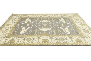 Taupe Floral 10X14 Oushak Oriental Rug