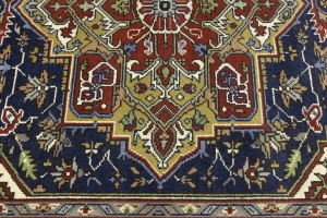 Dark Navy Geometric 8X10 Heriz Serapi Oriental Rug