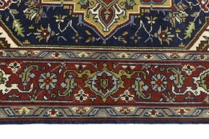 Dark Navy Geometric 8X10 Heriz Serapi Oriental Rug