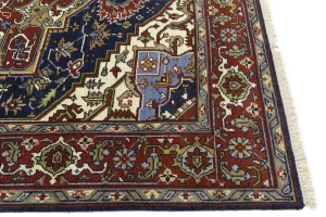 Dark Navy Geometric 8X10 Heriz Serapi Oriental Rug