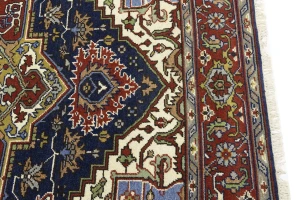 Dark Navy Geometric 8X10 Heriz Serapi Oriental Rug